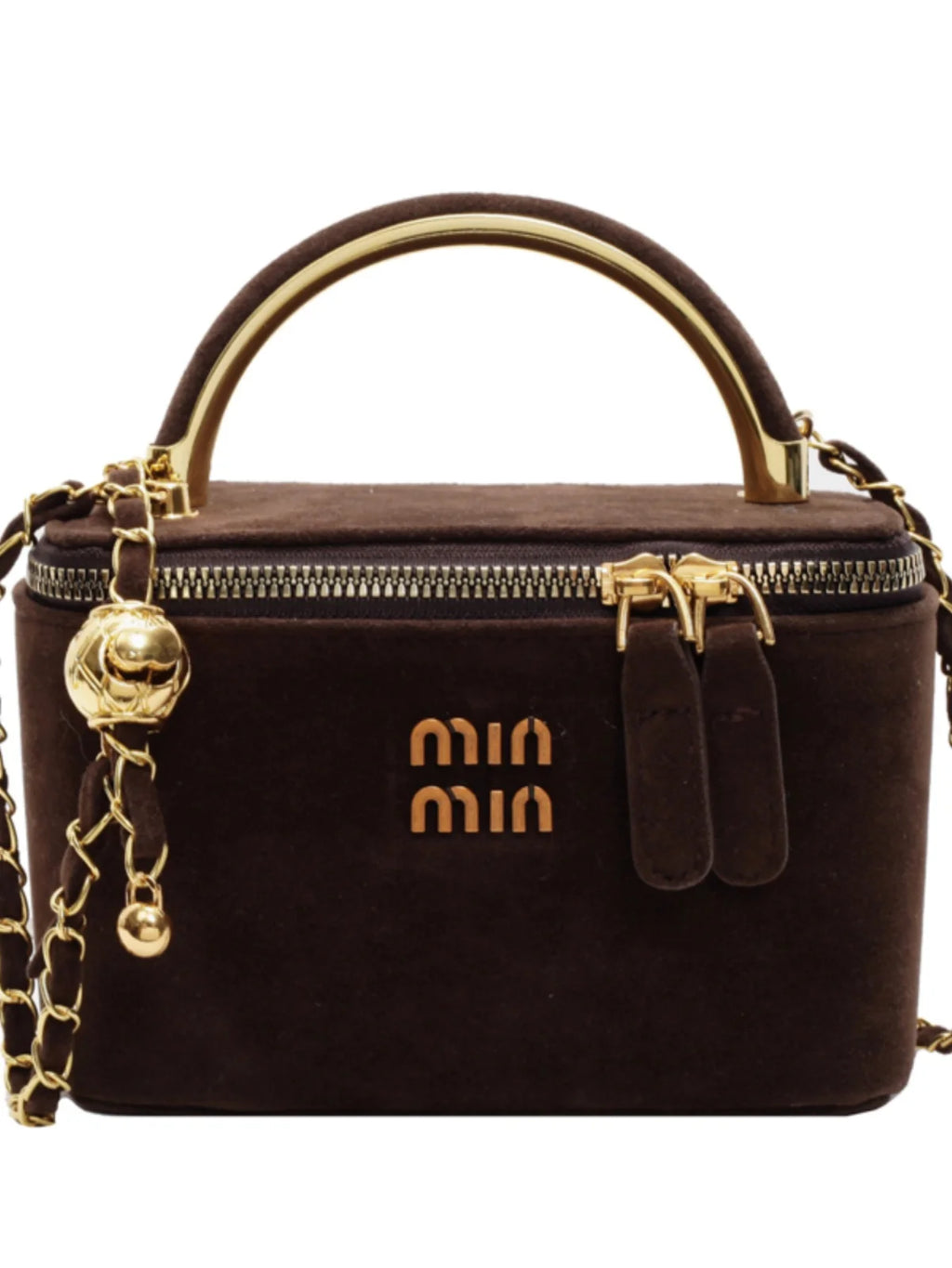 Chic Suede Vanity Box Crossbody Bag with Top Handle and Chain Strap (Multiple Colors)