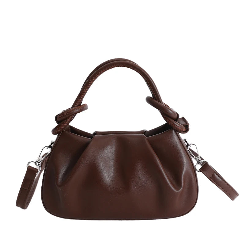 Chic Pleated Mini Red Handbag for Women | Stylish PU Leather Top Handle & Underarm Shoulder Purse