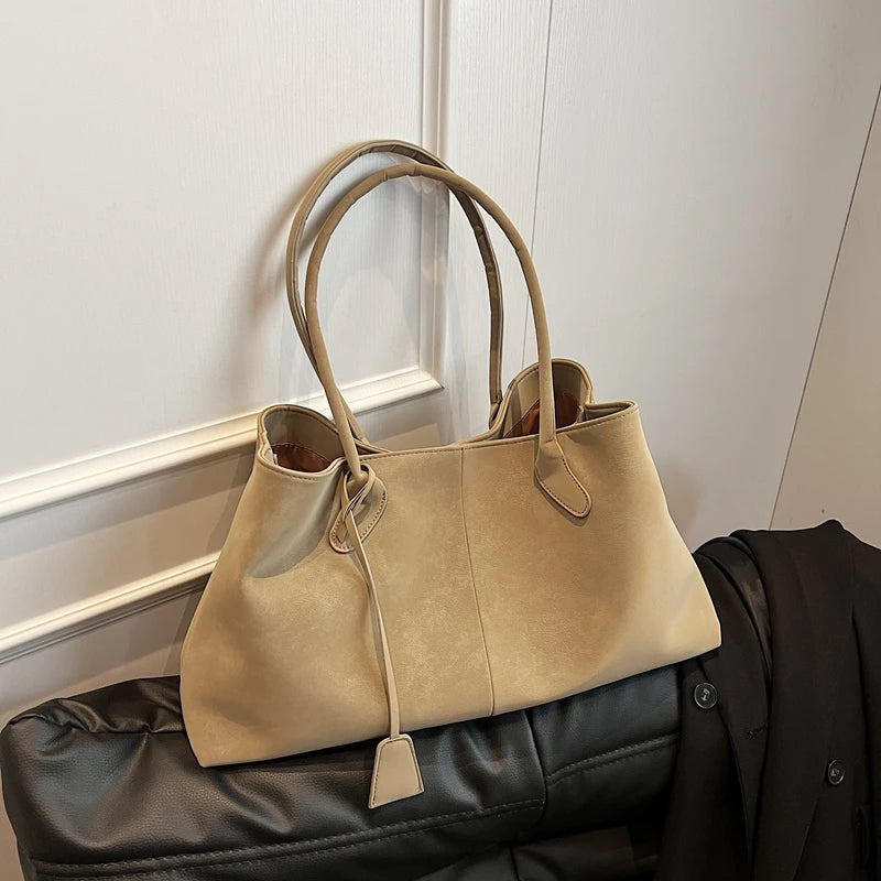 Premium Large Capacity Suede Tote Bag for Women | Elegant Shoulder Handbag & Commuter Bag