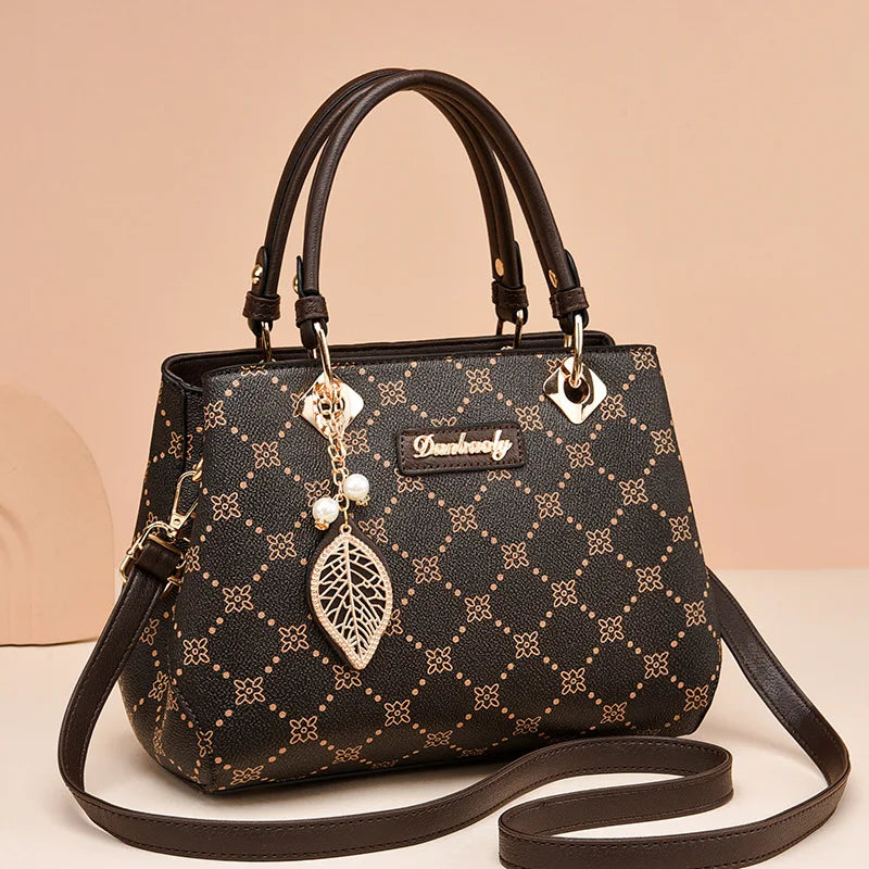 Elegant Printed Pattern Shoulder Bag – Classic Ladies Tote Bag with Long Strap