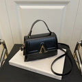 Chic Quilted Flap Crossbody Bag with Top Handle & Gold "V" Hardware in Pure White