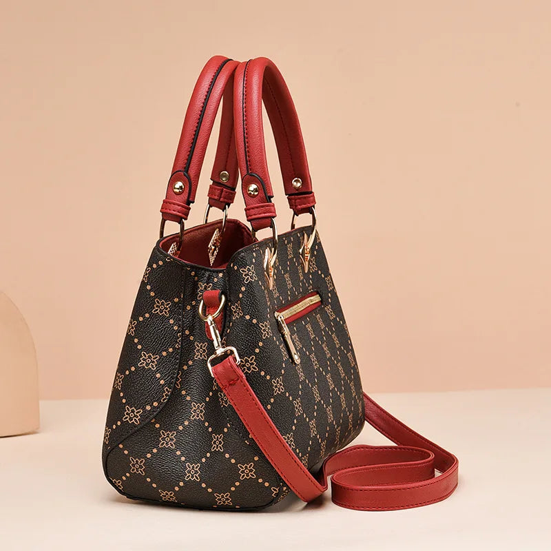 Elegant Printed Pattern Shoulder Bag – Classic Ladies Tote Bag with Long Strap