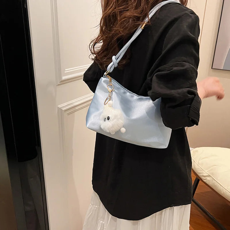 Satin Silk Knotted Strap Shoulder Bag