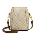 Classic Monogram Pattern Vertical Crossbody Bag with Contrast Brown Strap - Casual Daily Shoulder Handbag