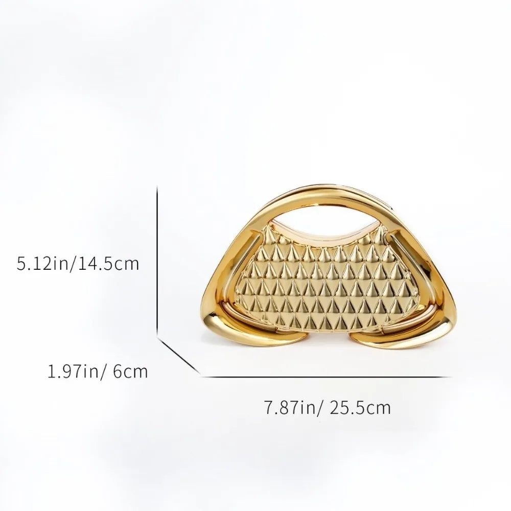 Glamorous Metallic Gold Statement Evening Clutch & Handbag