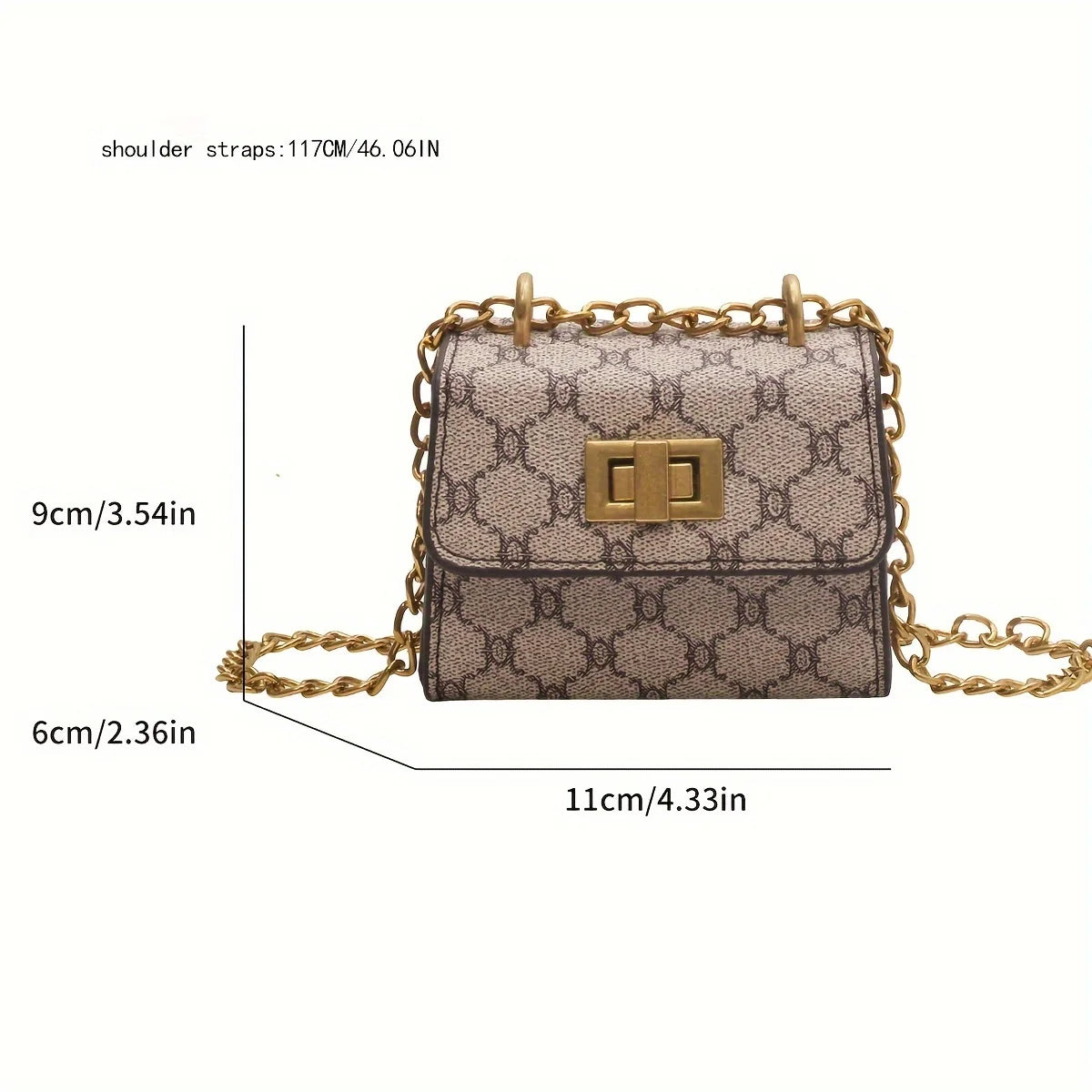 Chic Monogram Mini Flap Crossbody Bag with Gold Chain Strap