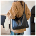 Chic & Minimalist Faux Leather Slouchy Shoulder Bag - Casual Daily Hobo Handbag for Women