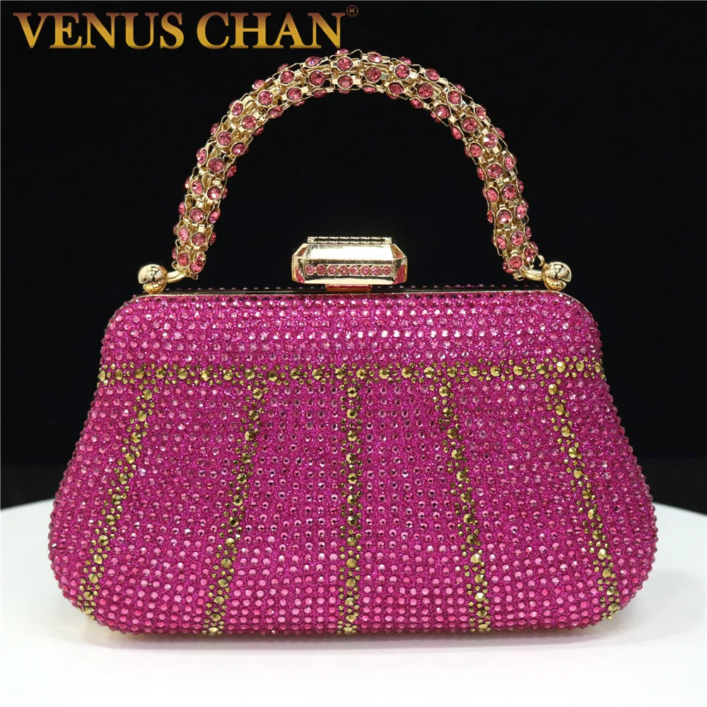 Luxury Crystal Rhinestone Clutch Bag for Women – Elegant Party Wear Evening Purse with Diamond Handle