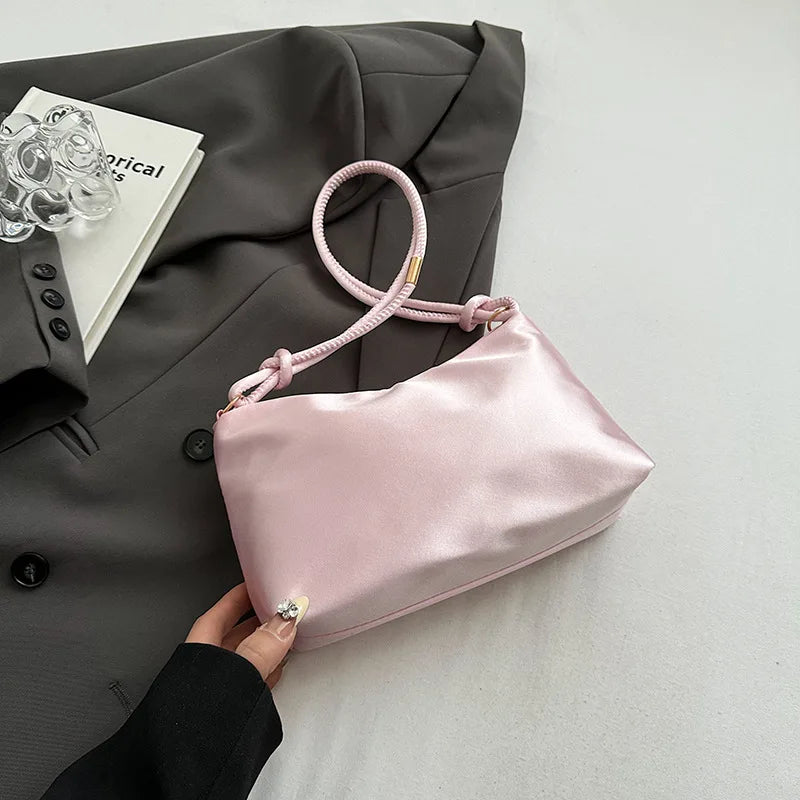 Satin Silk Knotted Strap Shoulder Bag