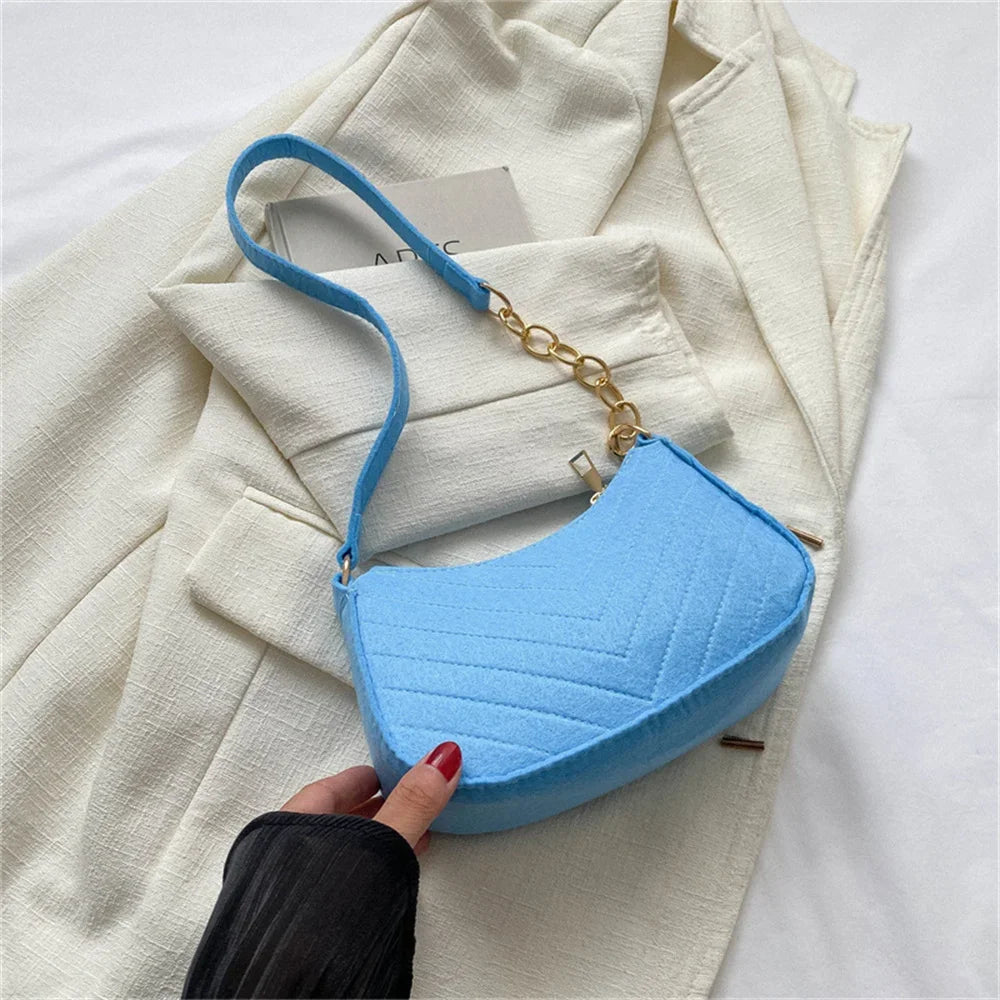 Chic Hot Pink Quilted Underarm Shoulder Bag with Gold Chain Strap