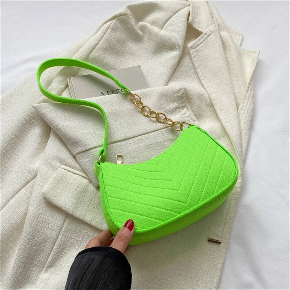 Chic Hot Pink Quilted Underarm Shoulder Bag with Gold Chain Strap