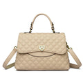 Elegant Quilted Diamond Pattern Top-Handle Bag with Gold Twist Lock Closure