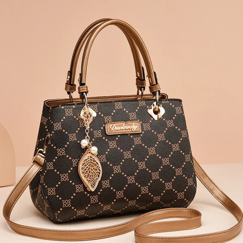 Elegant Printed Pattern Shoulder Bag – Classic Ladies Tote Bag with Long Strap
