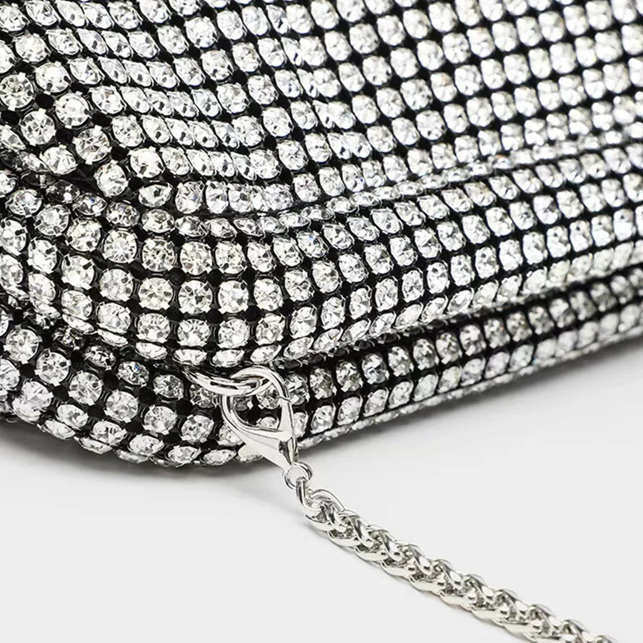 Dazzling Mesh Rhinestone Clutch with Chain Strap – Aura Bags
