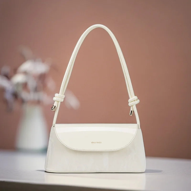 Chic PU Leather Flap Shoulder Bag with Elegant Knot Handle