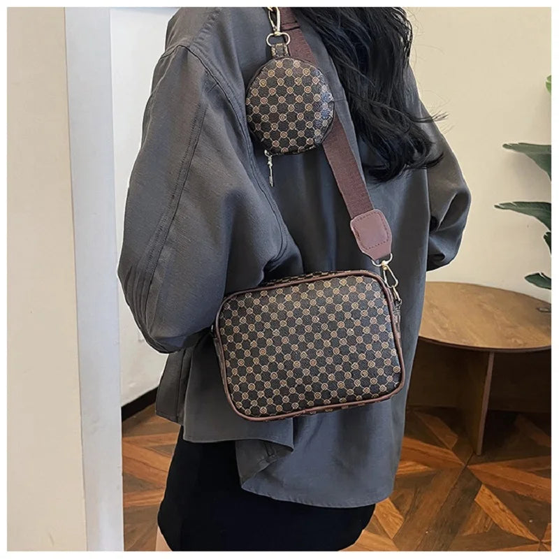 Classic Monogram Pattern Messenger Bag | Casual Travel Crossbody Purse for Women