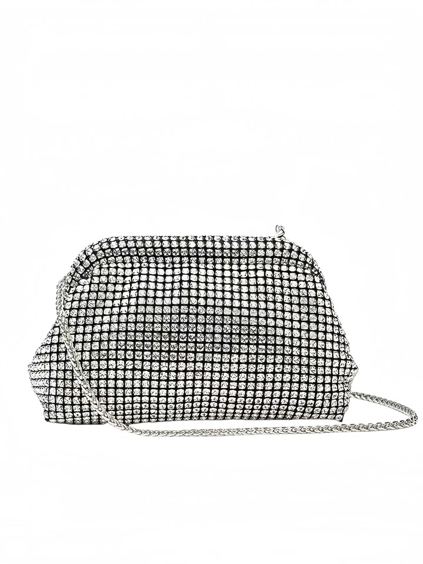 Dazzling Mesh Rhinestone Clutch with Chain Strap – Aura Bags