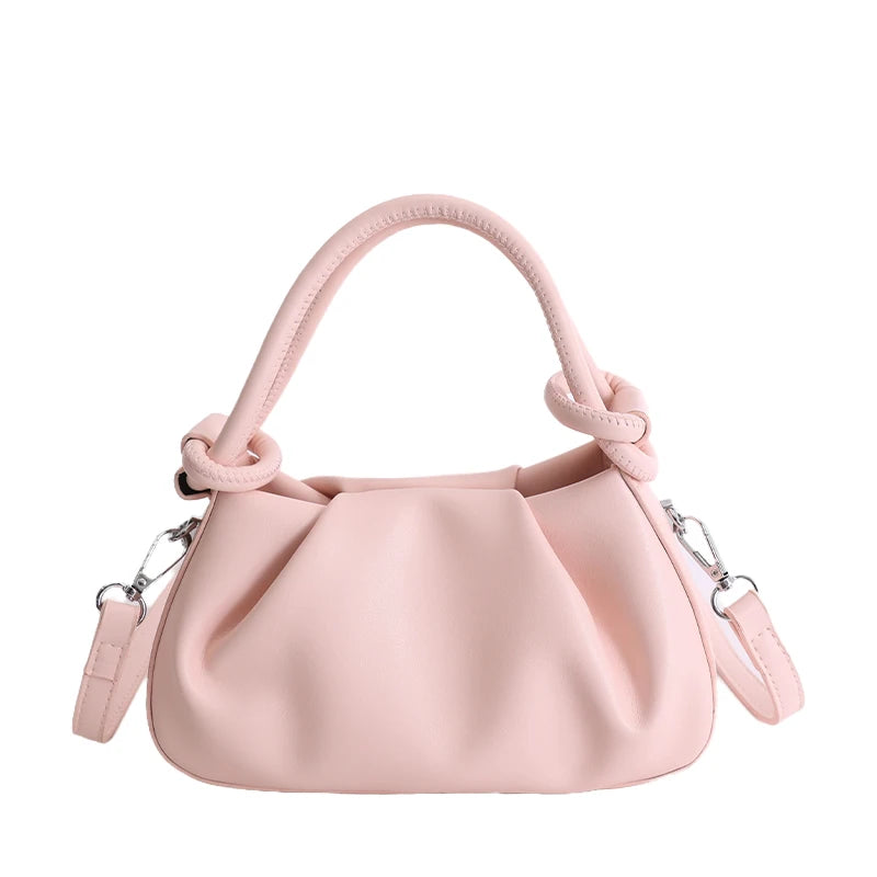 Chic Pleated Mini Red Handbag for Women | Stylish PU Leather Top Handle & Underarm Shoulder Purse