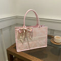 Luxury Designer-Style Large Capacity Tote Bag with Silk Ribbon Accent