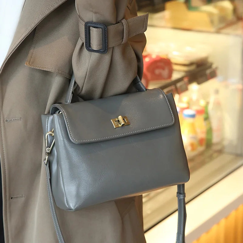Retro Burgundy Leather Crossbody Bag