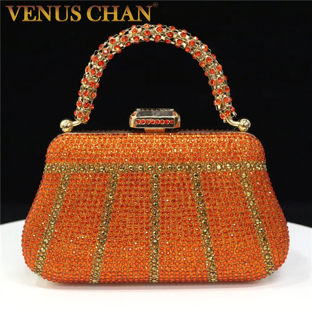 Luxury Crystal Rhinestone Clutch Bag for Women – Elegant Party Wear Evening Purse with Diamond Handle