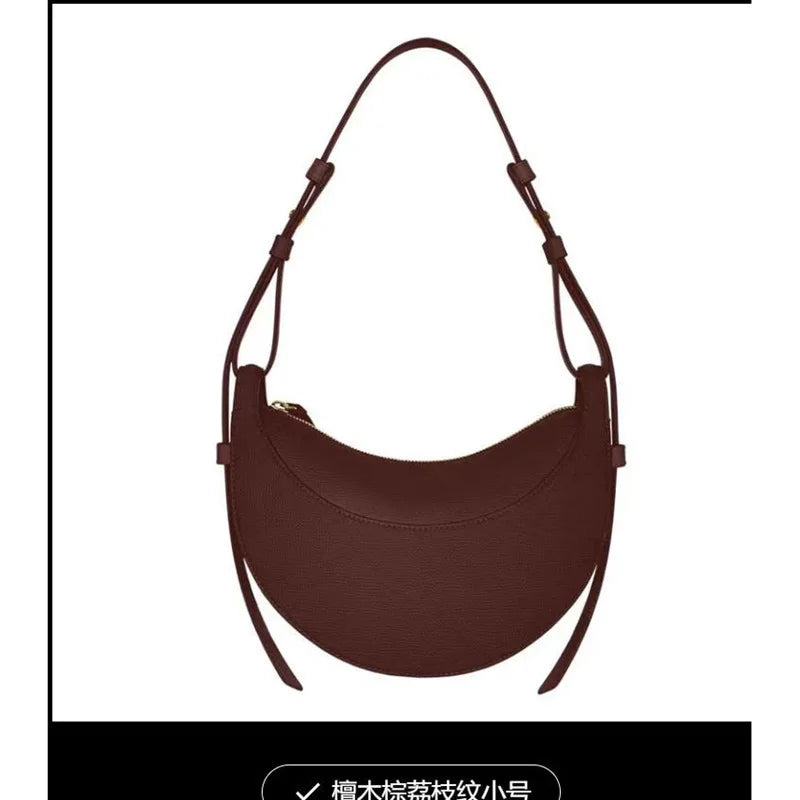 Aesthetic Half-Moon Leather Shoulder Bag