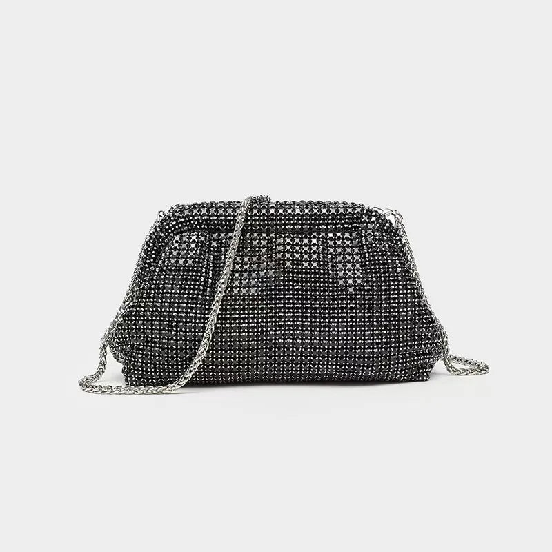 Dazzling Mesh Rhinestone Clutch with Chain Strap – Aura Bags