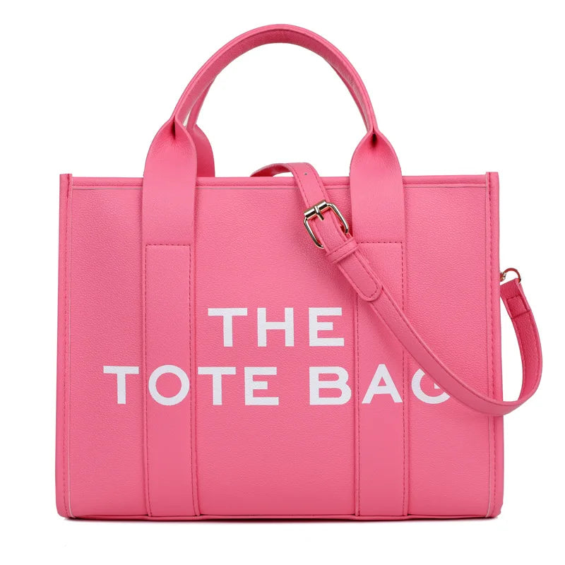 "THE TOTE BAG" Letter Printed PU Leather Tote Bag for Women | Large Capacity Shoulder Bag & Crossbody Bag