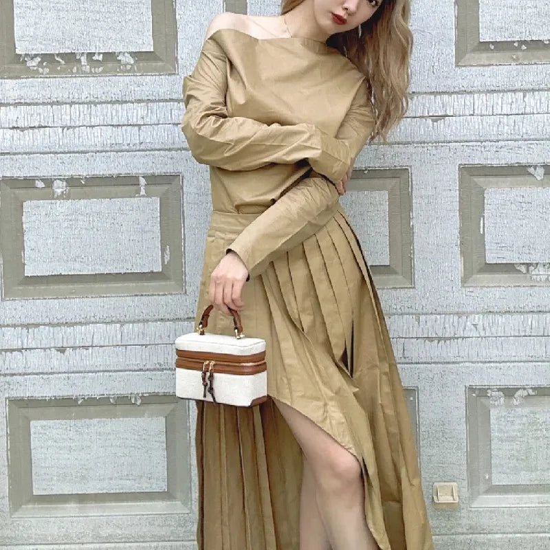 Minimalist Cream Canvas Box Bag with Leather Accents