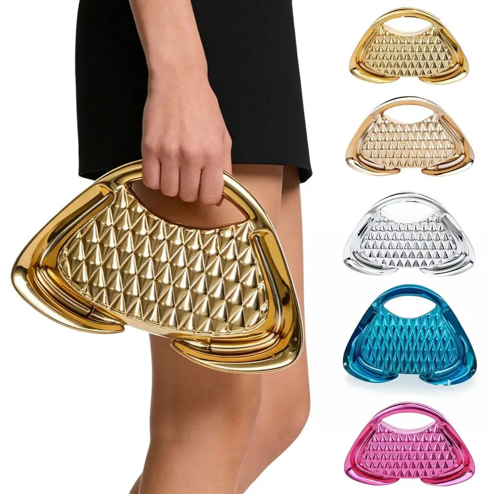 Glamorous Metallic Gold Statement Evening Clutch & Handbag