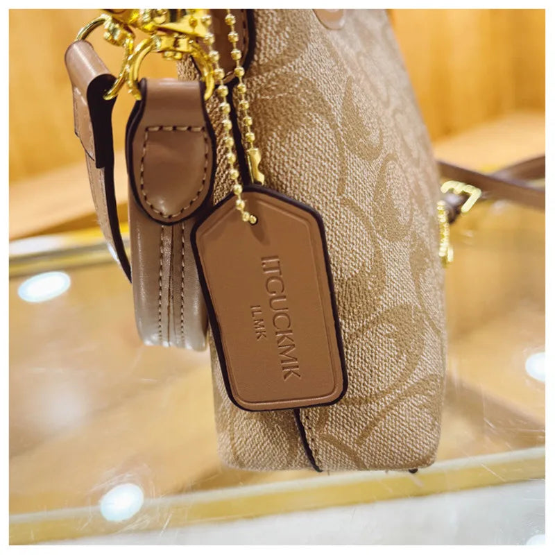 Luxury Monogram Pattern Shoulder Bag & Crossbody Purse with Matching Charm