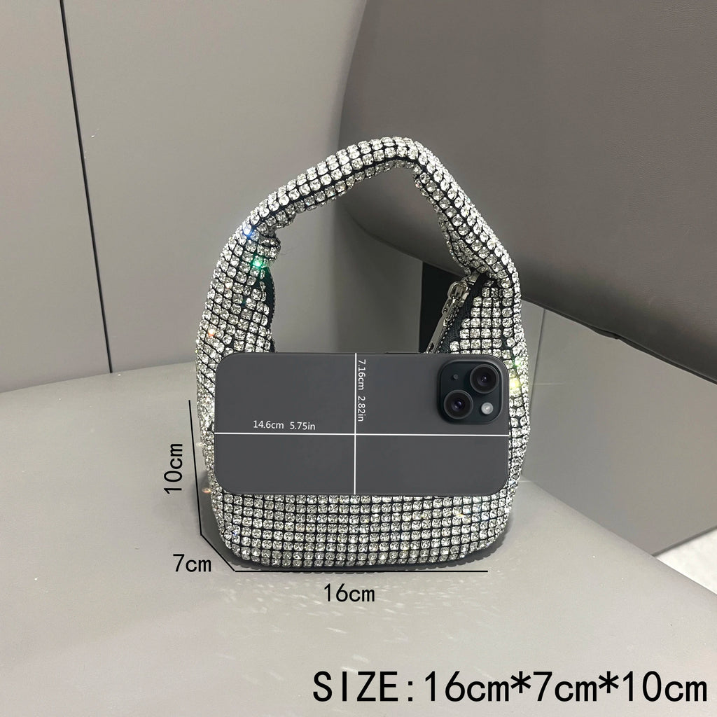 Sparkling Rhinestone Mini Handbag and Evening Clutch with Crystal Handle