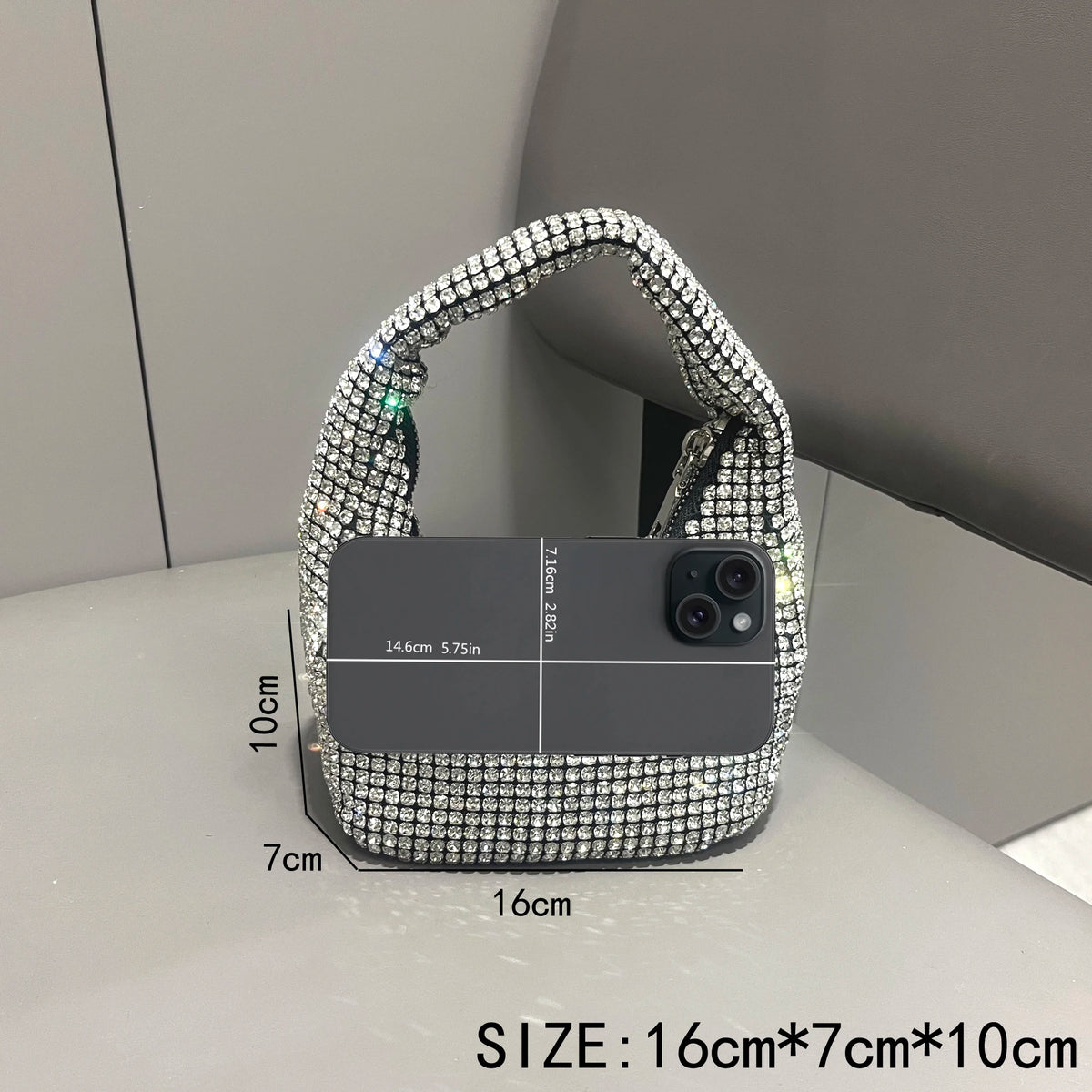 Sparkling Rhinestone Mini Handbag and Evening Clutch with Crystal Handle