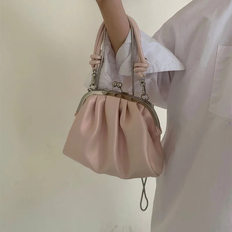 Pearlescent Kiss-Lock Ruched Mini Clutch & Crossbody Bag
