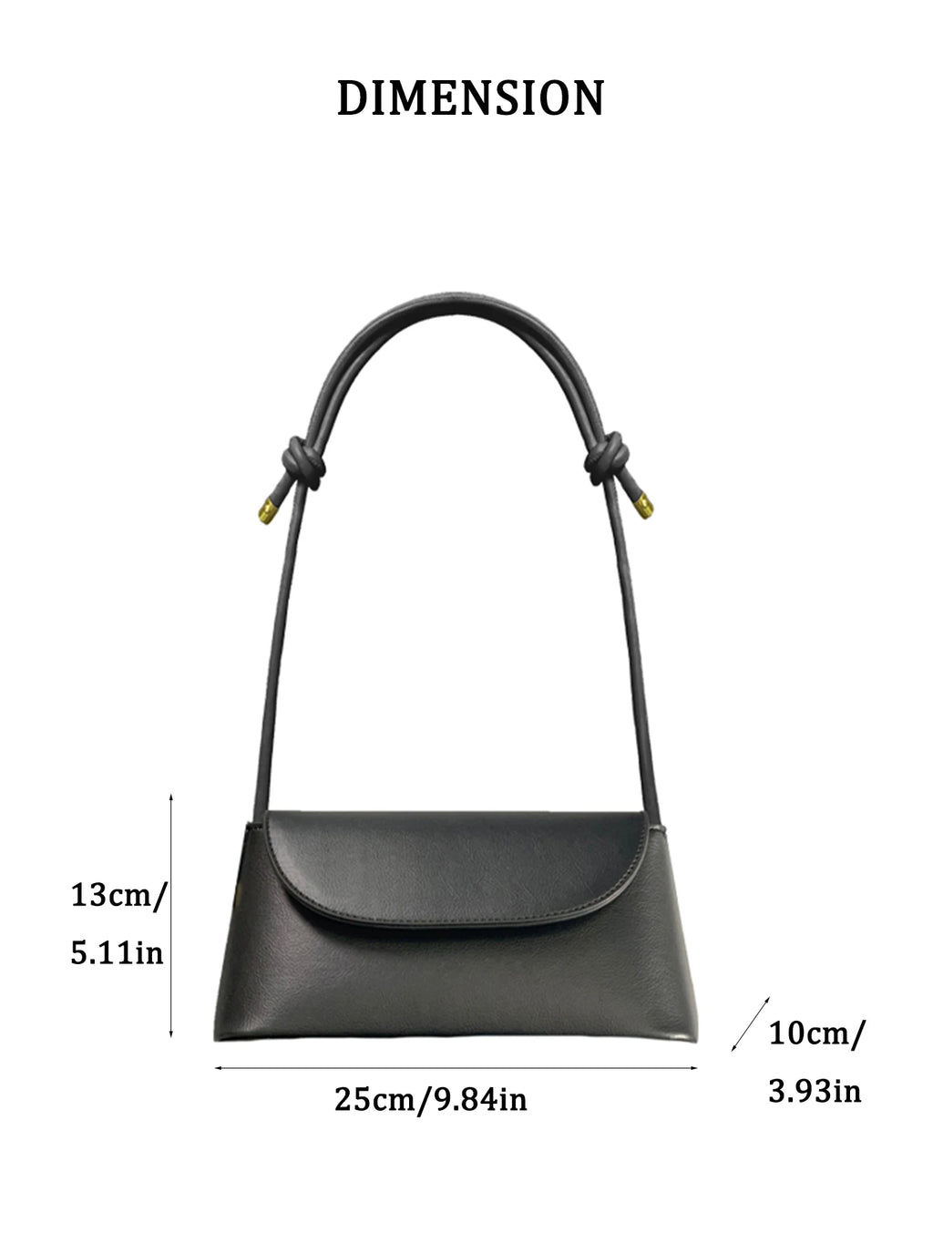 Chic PU Leather Flap Shoulder Bag with Elegant Knot Handle