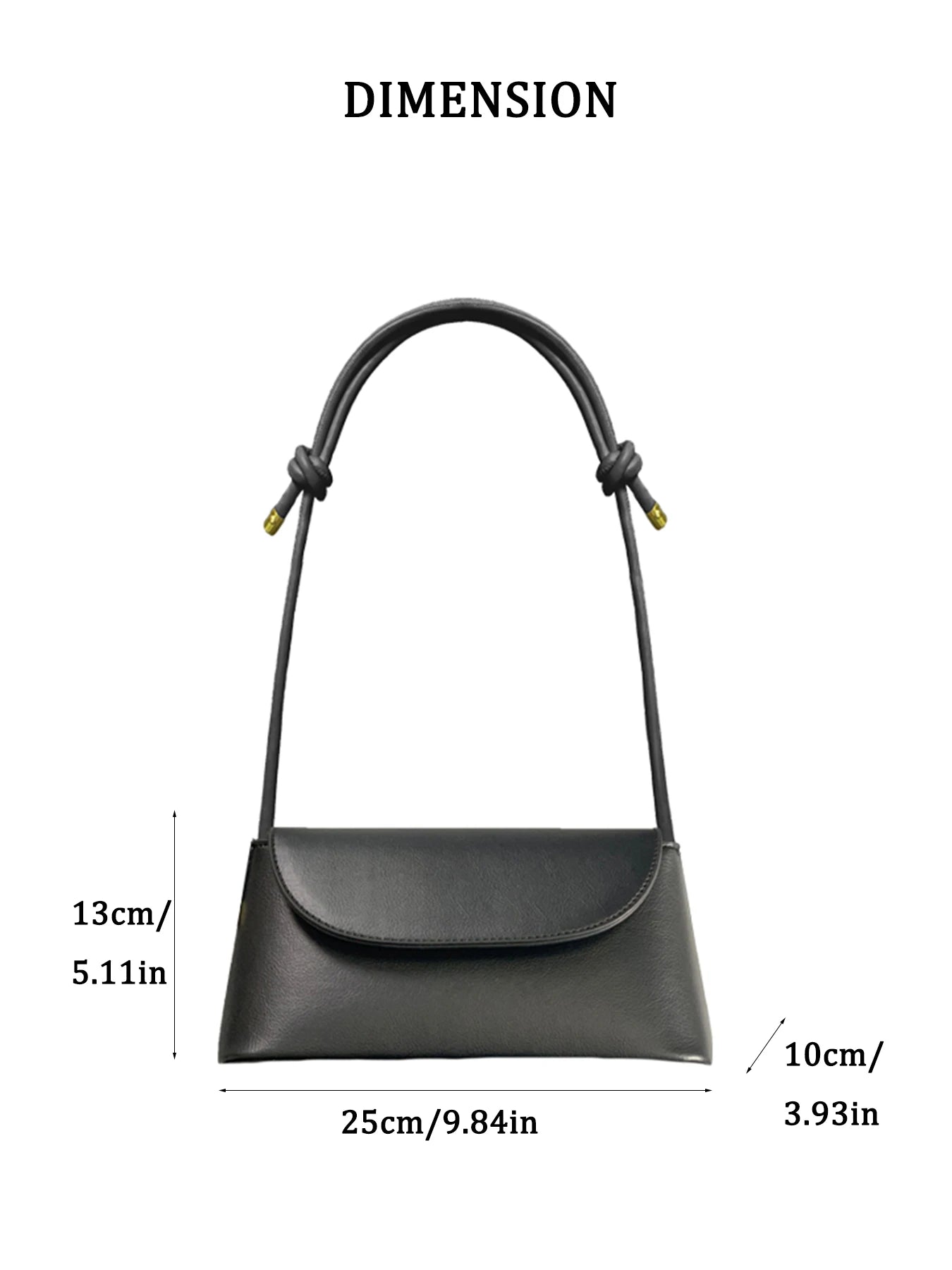 Chic PU Leather Flap Shoulder Bag with Elegant Knot Handle