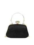 Glamorous Glitter Rhinestone Clasp Evening Clutch & Party Handbag with Metal Handle