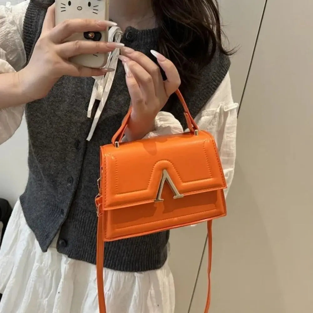 Chic Quilted Flap Crossbody Bag with Top Handle & Gold "V" Hardware in Pure White