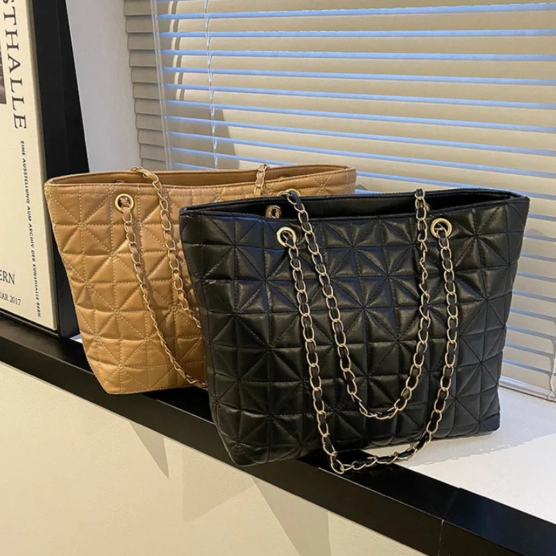 Chic Quilted Chain Handle Everyday Work & Travel Tote