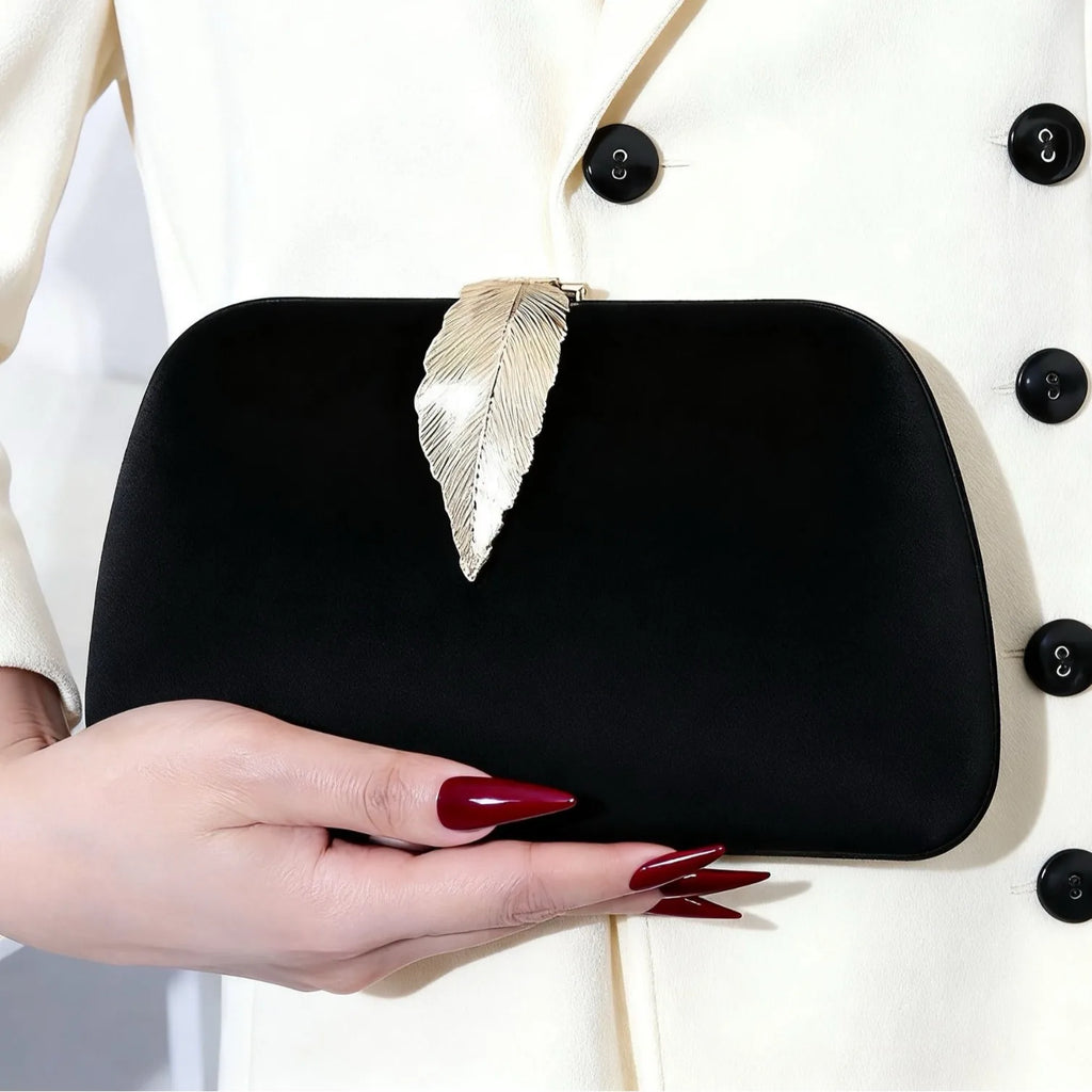 The Ultimate Wedding & Party Velvet Leaf-Clasp Clutch Bag 🍷✨