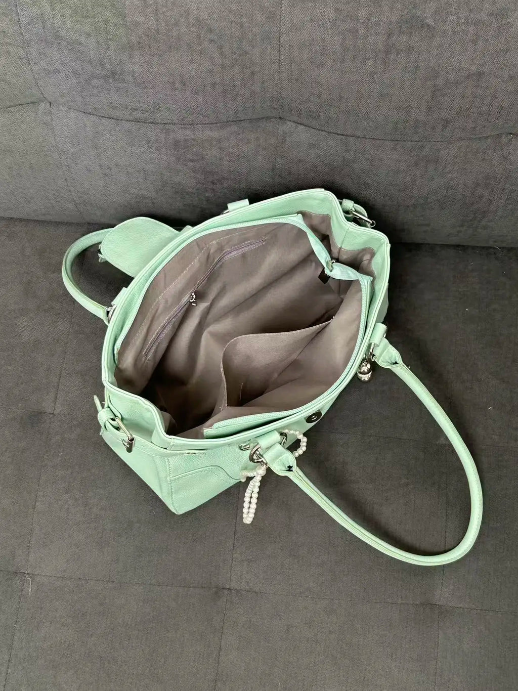 Pastel Mint Green Retro Shoulder Purse – Y2K Aesthetic Handbag for Women