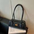 Chic Two-Tone Brown PU Leather Shoulder Bag – Vintage Style Women's Handbag & Boston Satchel