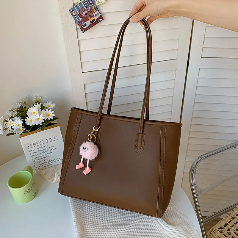 Minimalist Smooth Leather Everyday Tote Bag