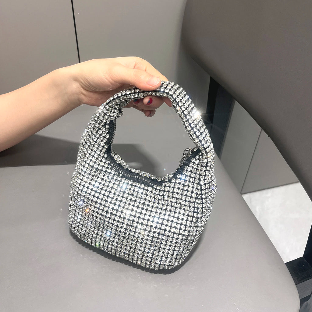 Sparkling Rhinestone Mini Handbag and Evening Clutch with Crystal Handle
