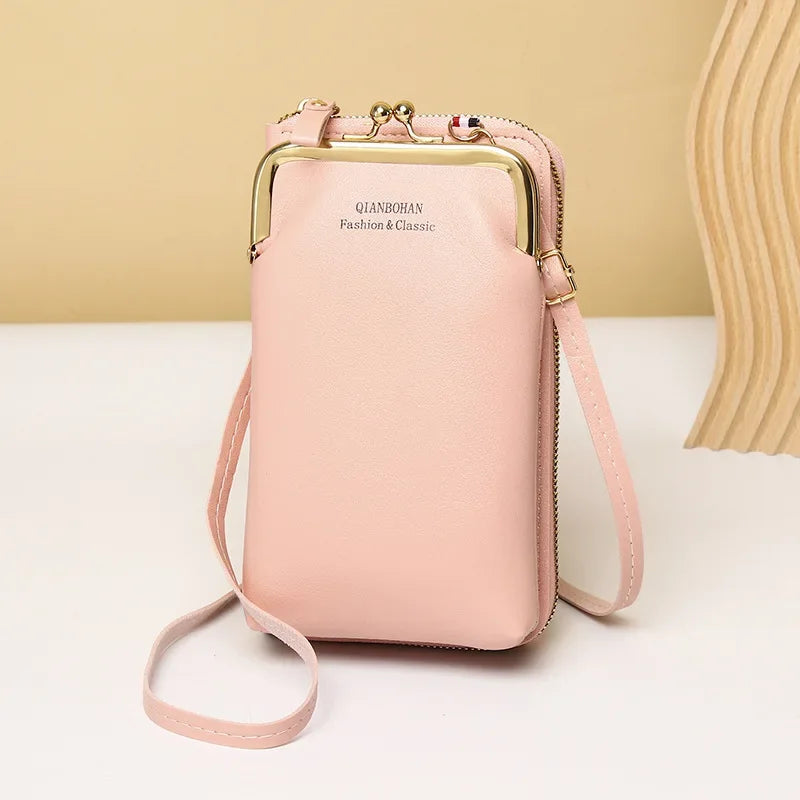 Multi-Functional PU Leather Phone Pocket & Card Wallet Crossbody Bag