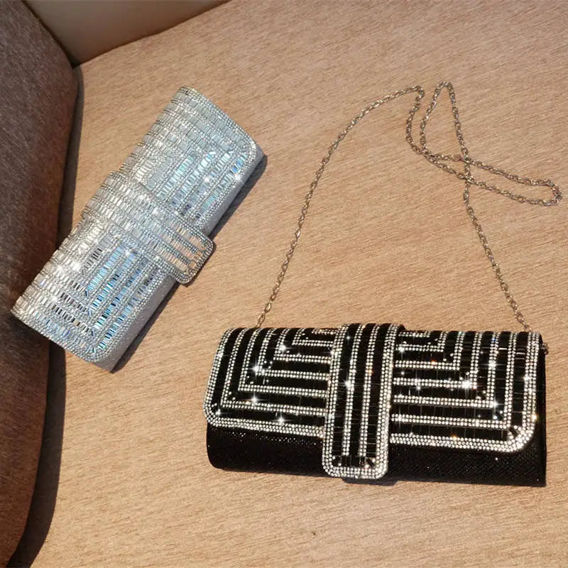 Dazzling Rhinestone Embellished Evening Clutch & Party Purse