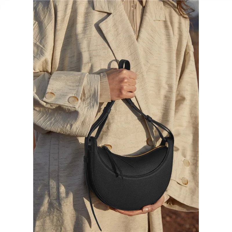 Aesthetic Half-Moon Leather Shoulder Bag