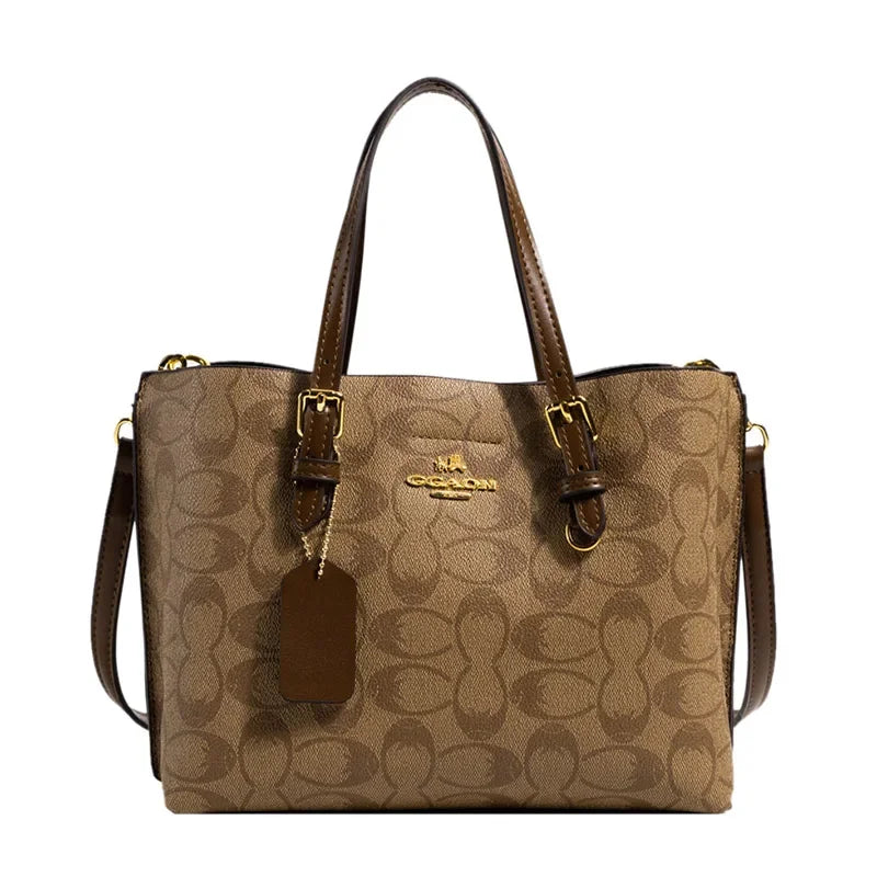Classic Monogram Print Shoulder Bag – Elegant Leather Tote & Crossbody Handbag for Work & Daily Wear
