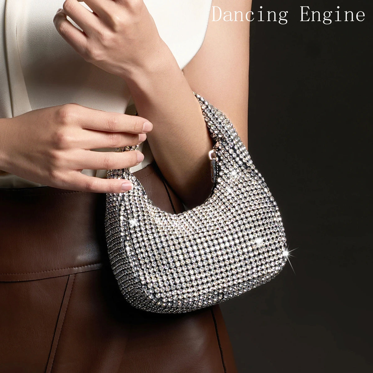 Sparkling Rhinestone Mini Handbag and Evening Clutch with Crystal Handle