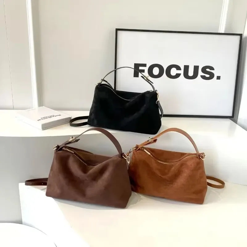 Casual Slouchy Suede Top Handle & Crossbody Shoulder Bag